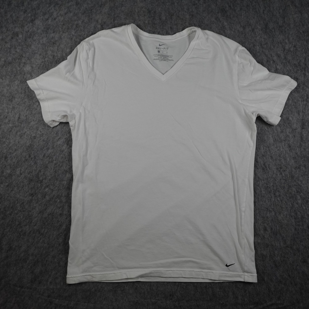 Nike Shirt Mens Extra Large White Dri Fit V Neck Short Sleeve Undershirt Base